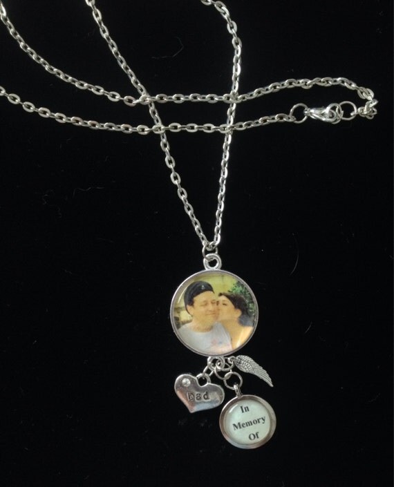 Items similar to IN MEMORY OF Photo Charm Necklace w/ Choice of Relationship Charm on Etsy