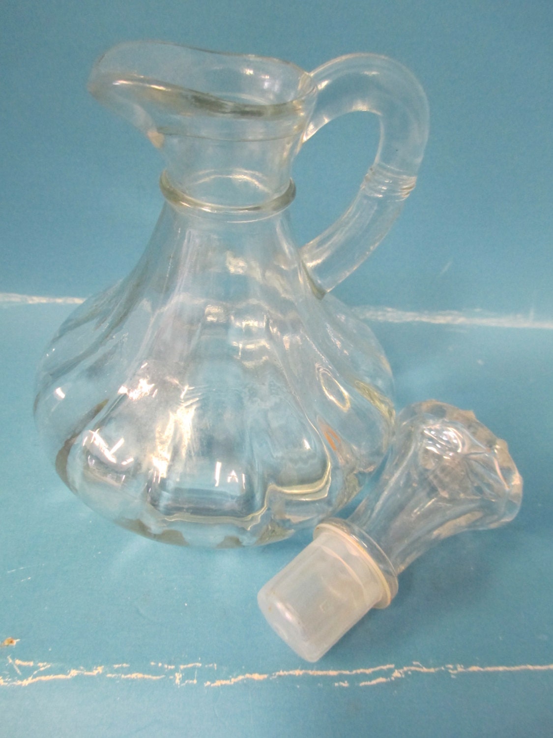 Vintage oil and vinegar Salad dressing cruet with glass