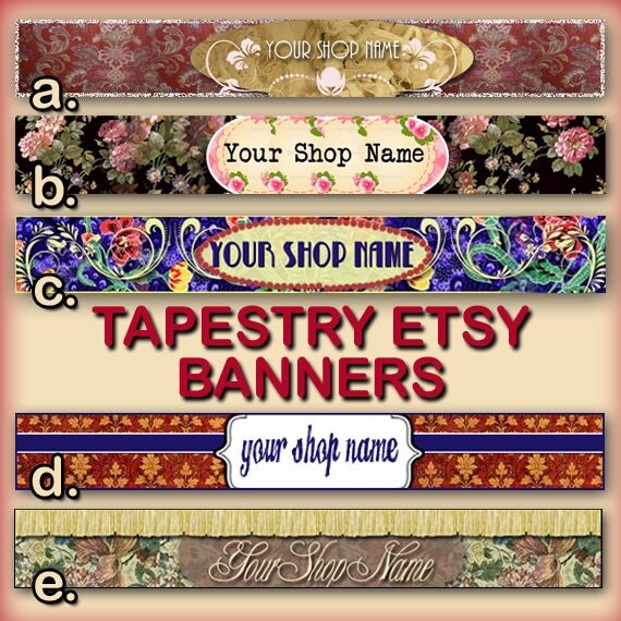 Items similar to TAPESTRY VINTAGE ETSY Banners, Premade Etsy Banner