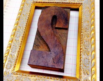 Wood Letterpress number 2 two - 4" tall - Antique WOODEN Letterpress Printing block-