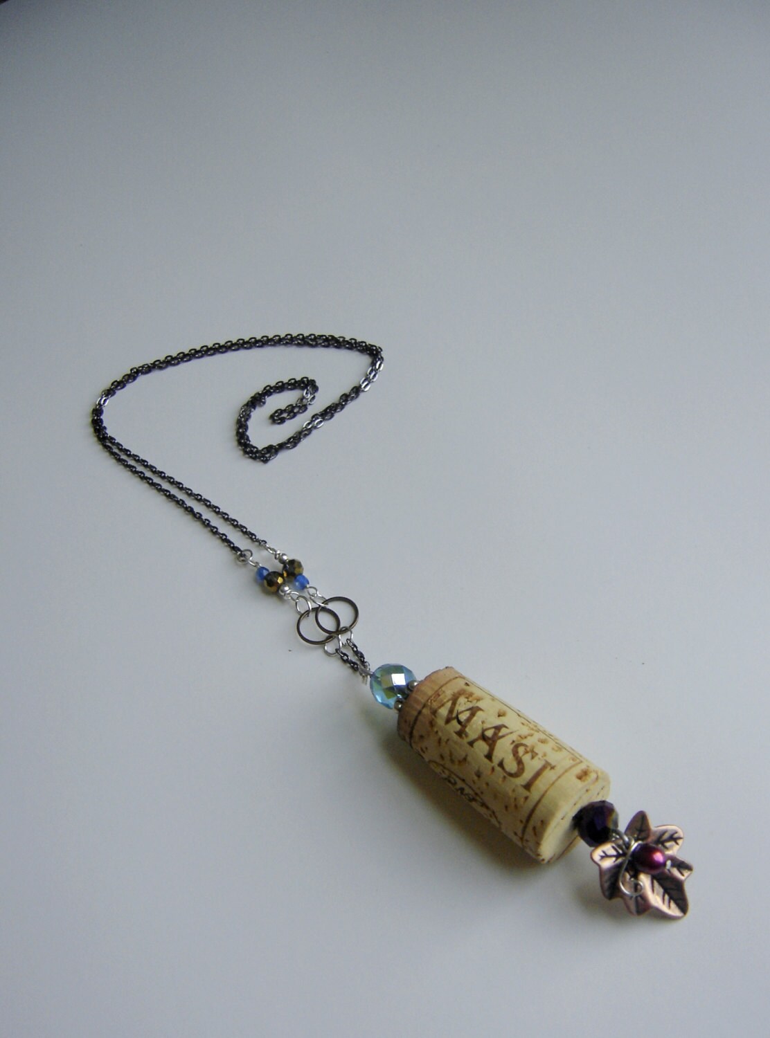 wine cork necklace handmade large boho necklace repurposed