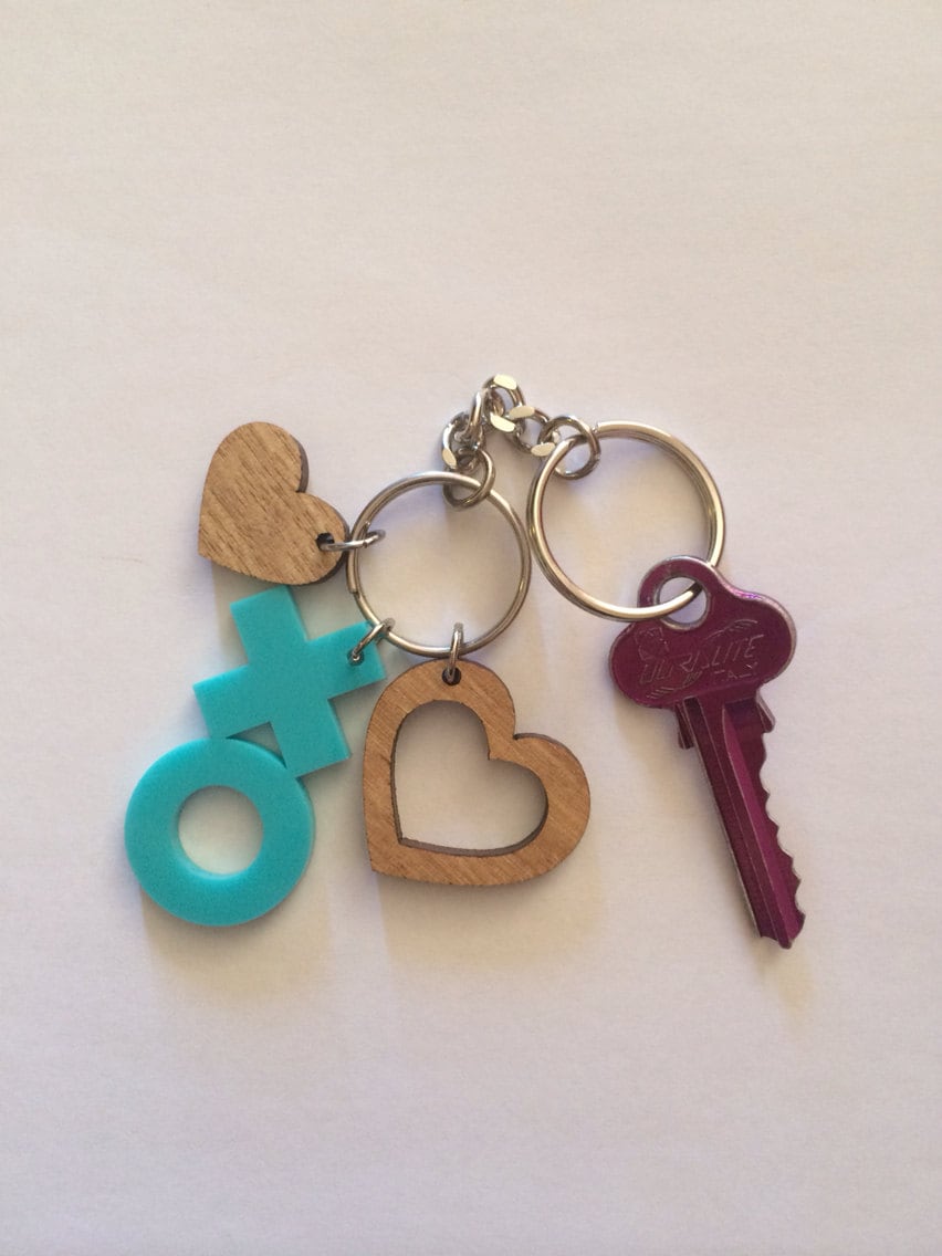 THREE Laser cut acrylic Key ring charm or for necklace zipper