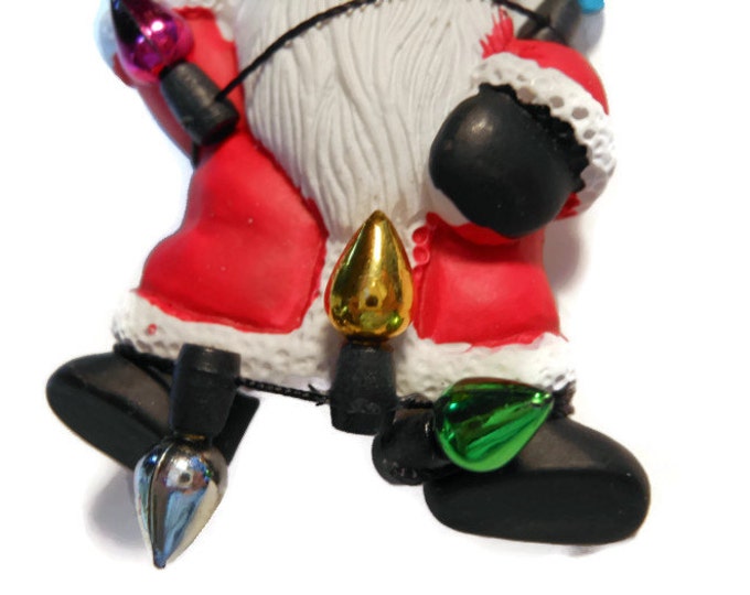 Santa Claus wrapped in lights brooch