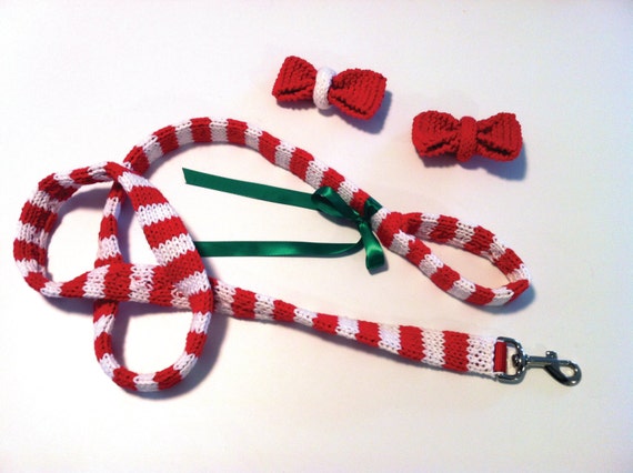 PATTERN - Knit Dog Leash and Bow Tie from ROFLHatFactory on Etsy Studio