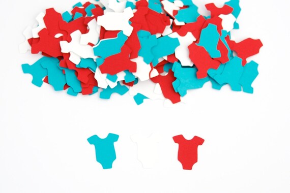 Baby Shower Decoration Confetti Infant Bodysuit Red Turquoise Il_570xn