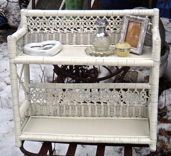 Wicker Bathroom Shelf Wicker Storage Shelf Creamy White