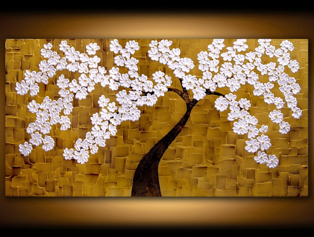 LARGE CANVAS ART Painting Original Tree Art by ModernArtsStudio