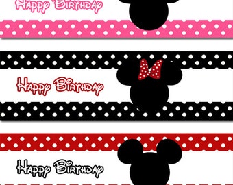 INSTANT DOWNLOAD - DIY Mickey and Minnie Mouse Water Bottle Labels