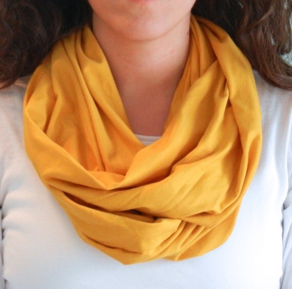 Mustard Yellow Jersey Knit Infinity Scarf
