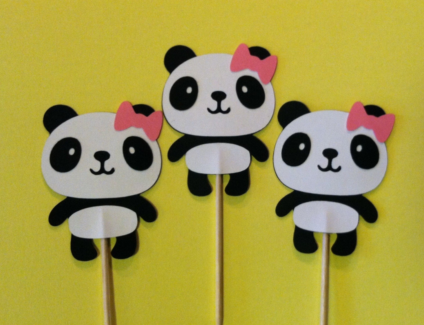 12 panda with bows cupcake toppers girly panda bear food