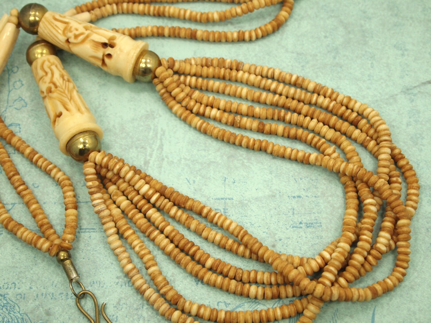 RESERVED Sweetlady1155 Ivory Bead Necklace Carved Bone