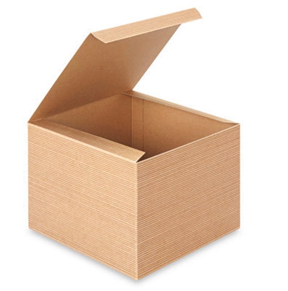 BOXES / 8x8x6 inch / Food Safe Kraft Pinstripe Gift Packaging