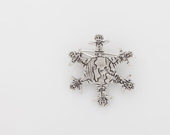 Beautiful brooch "children's world", Valentine day,925 Sterling Silver, Original gift, Child, Mothers day pin