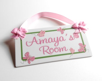 personalised baby girl room door sign - babies pink and green bedroom ...