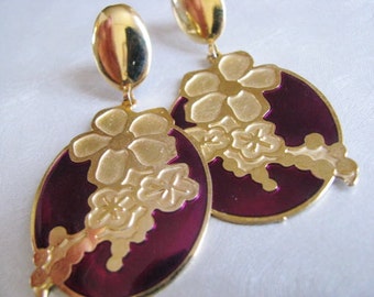 Vintage Red Rose Earrings - Rose Stud Earrings - Flower Earrings