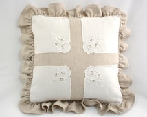 Popular items for linen ruffled pillow on Etsy