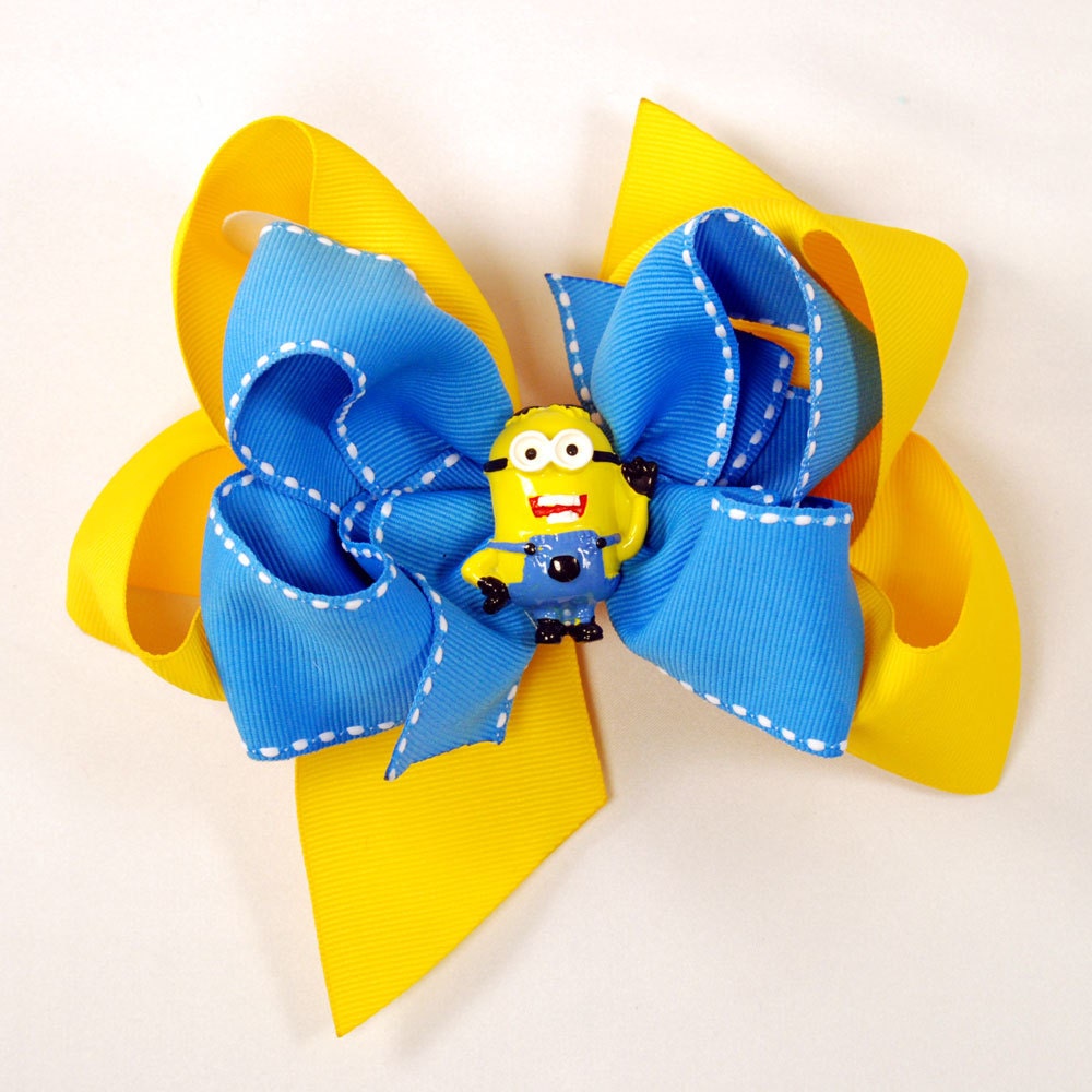 Minion Boutique Hair Bow Stack Bow Layered Bow by KCCoutureGirl