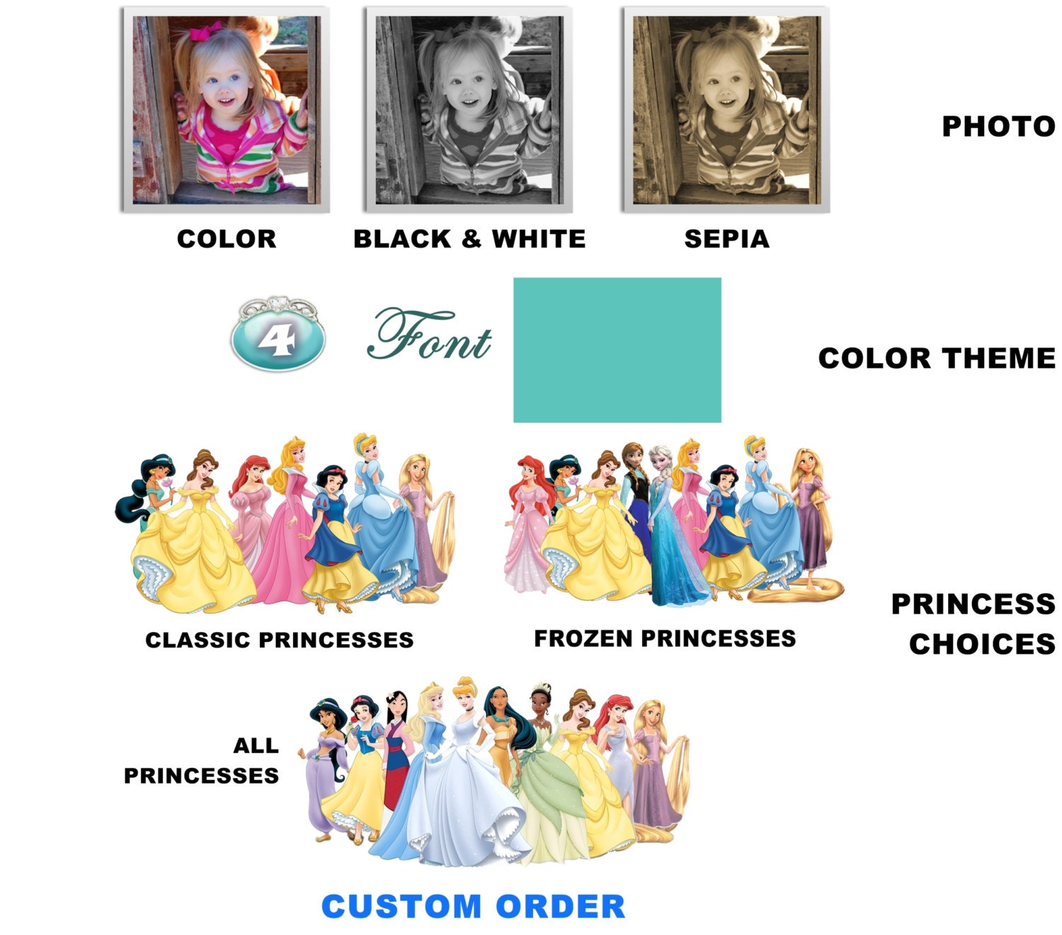 Disney Princess Invitation Match your favorite princess