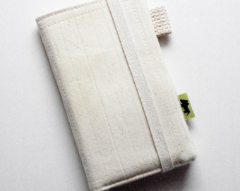 Natural iphone wallet eco friendly wallet vegan iphone wallet Unbleached cotton canvas wallet plain wallet environmentally friendly wallet