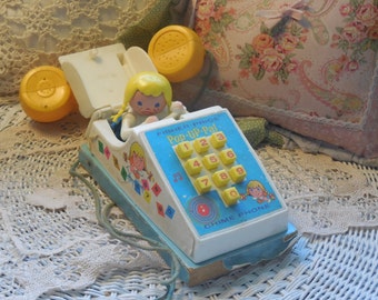 Fisher Price Toy Phone, Vintage Fisher Price 1968 Num 150 Pop Up Pal Chime Phone ,Vintage Fisher Price Toys,Vintage toys, :)S