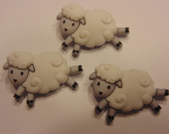 3 large sheep buttons, 28 x 20 mm (34)