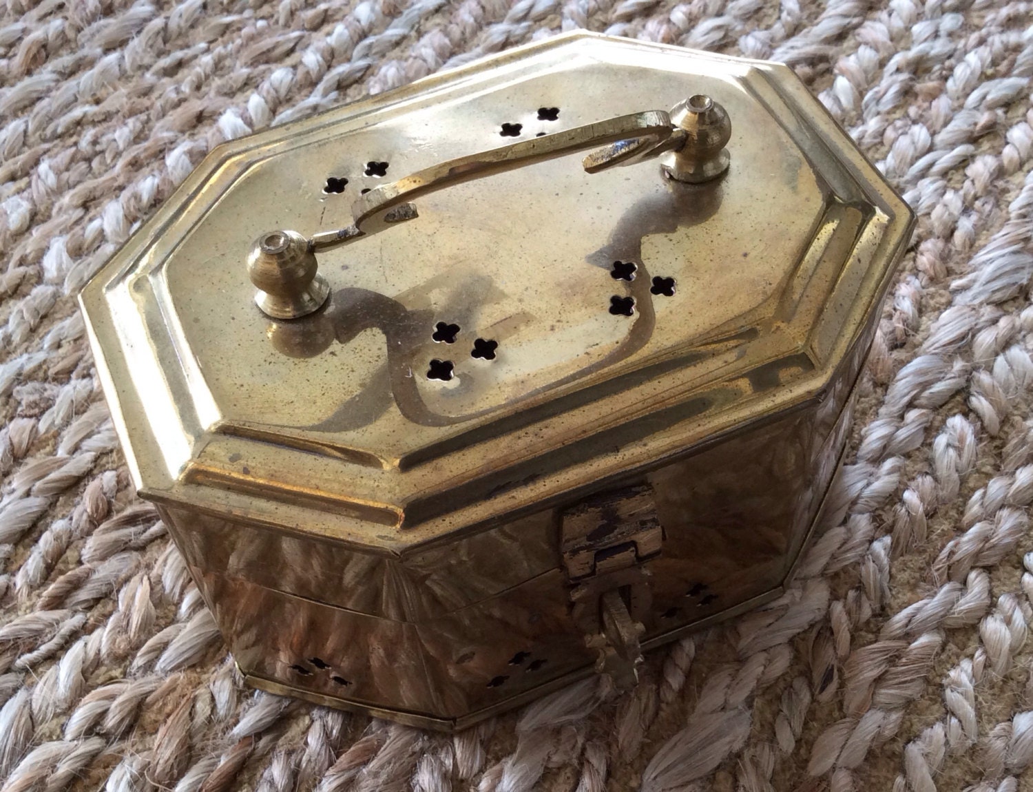 Vintage Brass Octagonal Cricket Box