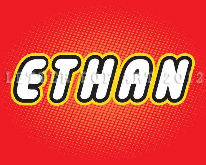 ETHAN Using Lego Letters 8.5 x 11 Landscape by LetterPopArt