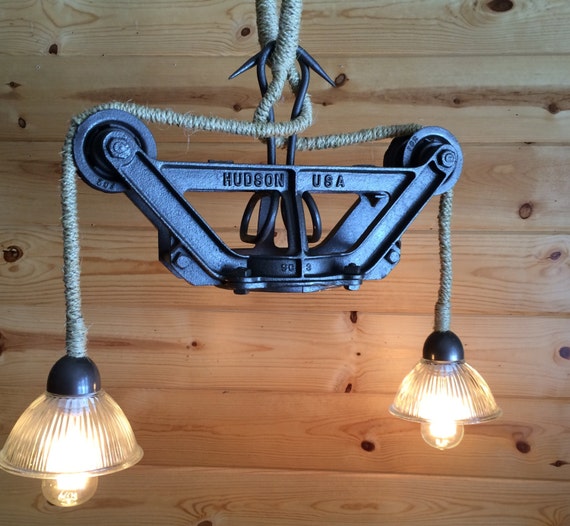 Light Pendant Ceiling Rustic Industrial Cast Iron Hay Trolley