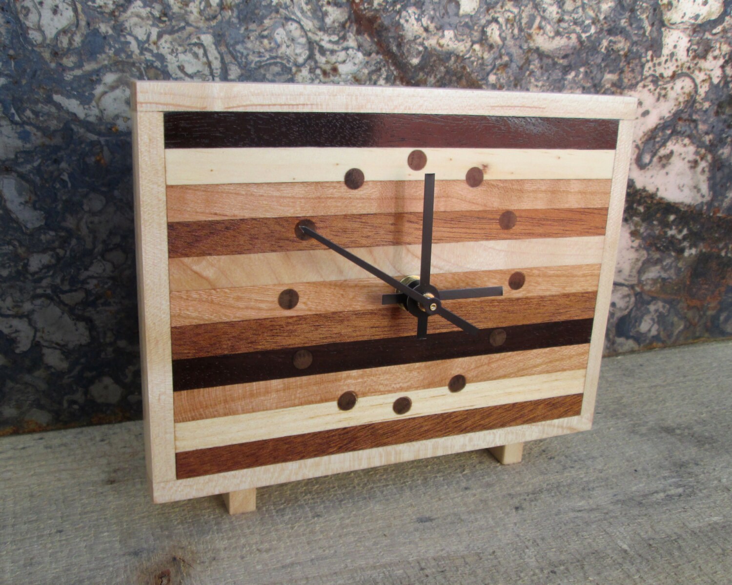 Desk Clock Nightstand Clock Butcher Block Clock by TanteandOom