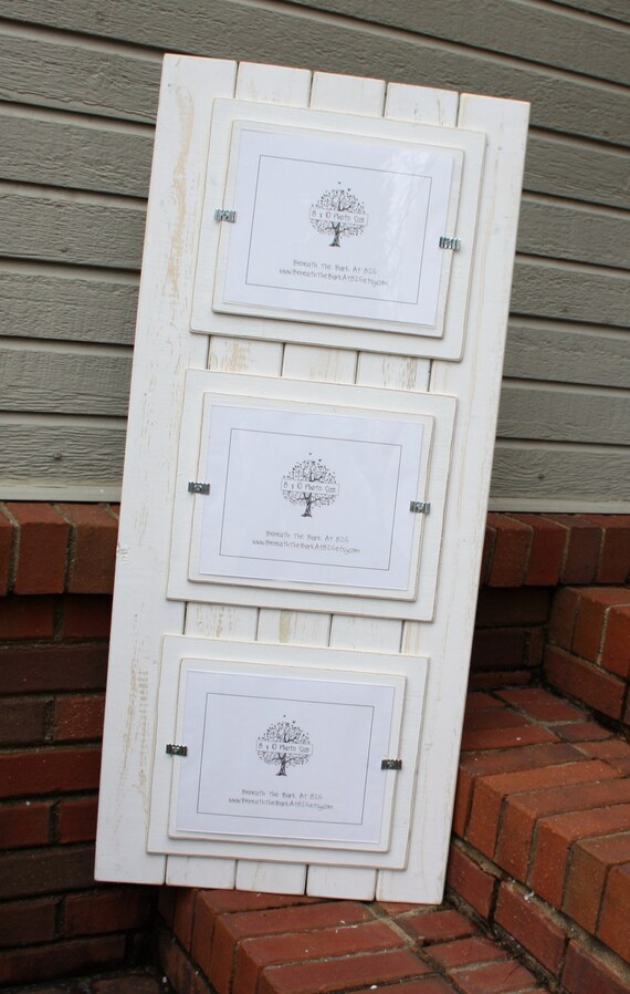 Triple 8x10 Picture Frame Distressed Wood Double Mats