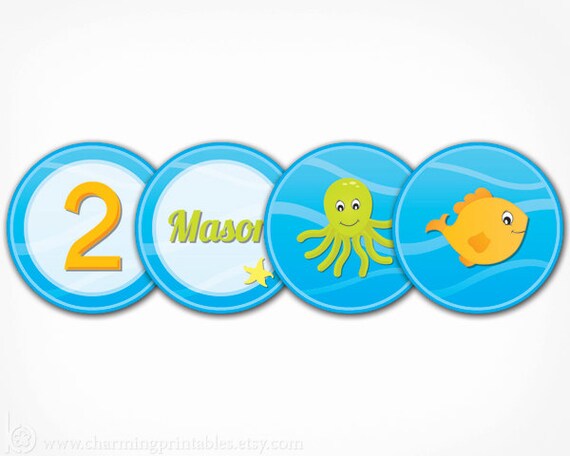 Under the Sea Cupcake Topper - DIY Printable Party Circles Fish Birthday Pool Party - Under the Sea Party Collection Il_570xn