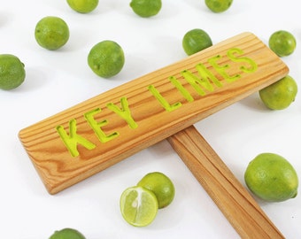 KEY LIMES Fruit Tree Marker, Lime Green Sign, Garden Sign, Cedar Wood Routed Sign, Custom Garden Sign, Personalized Garden Marker