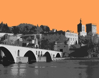 Avignon France Modern Art Orange 8x10 inch print