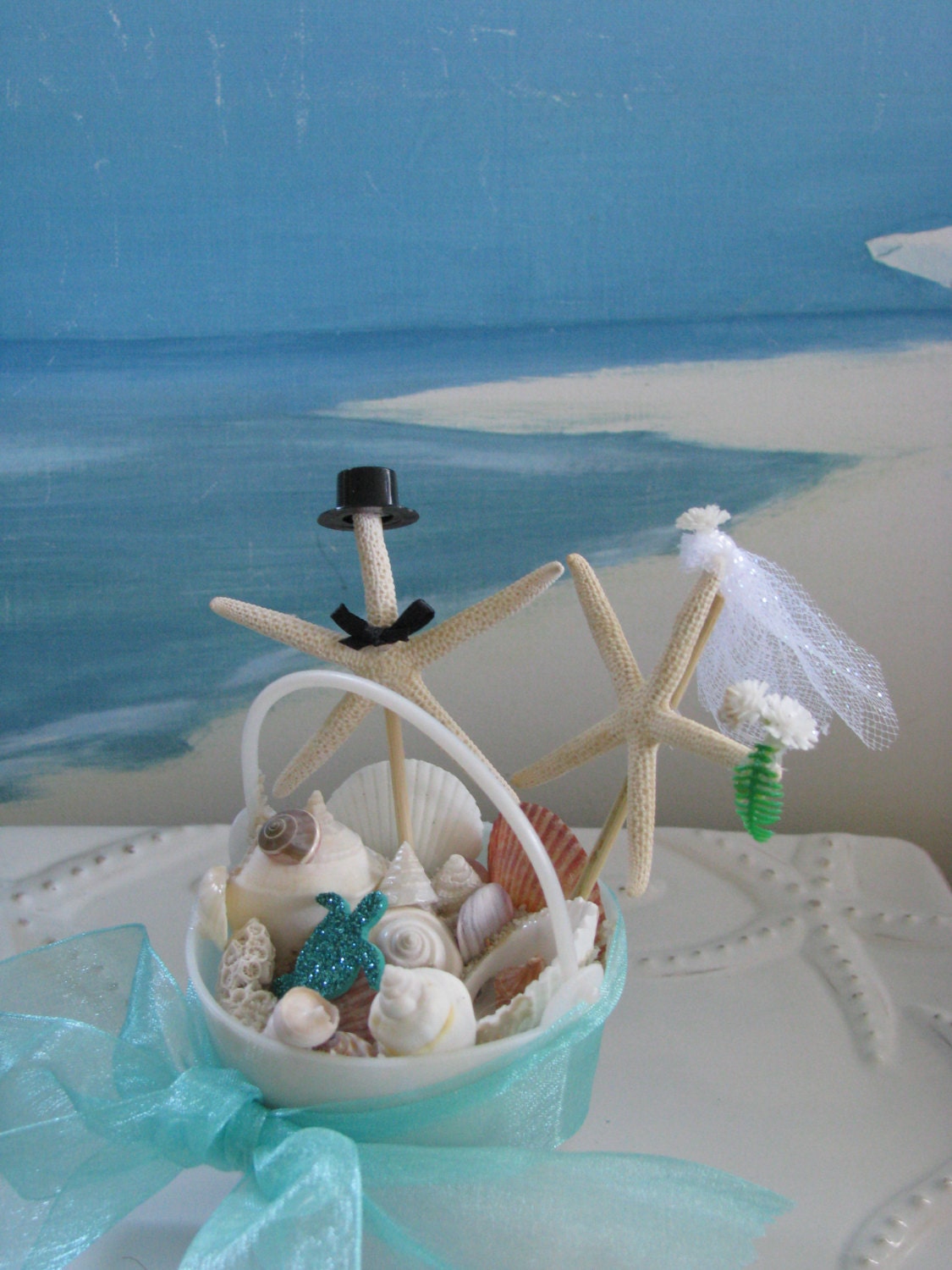 Starfish Wedding Cake TopperSand Bucket Seashell Beach