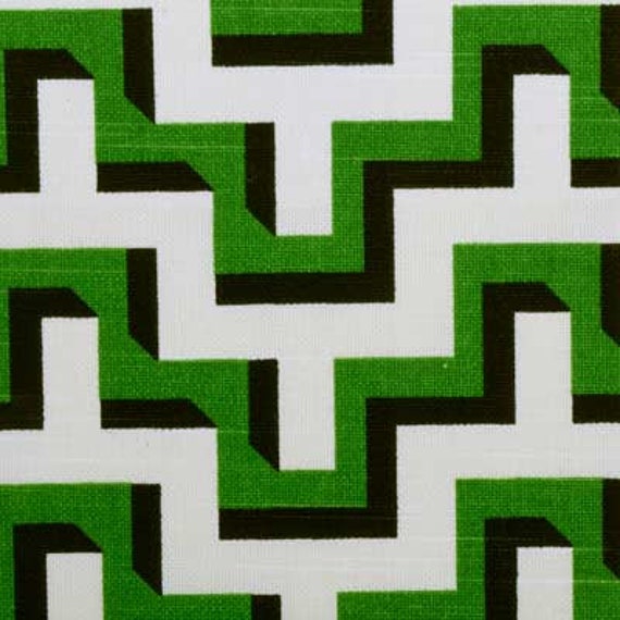 Emerald Green Fabric Geometric Upholstery Yardage Modern Black