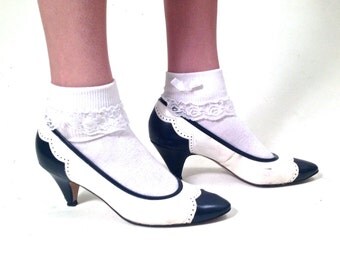 blue and white wingtip shoes