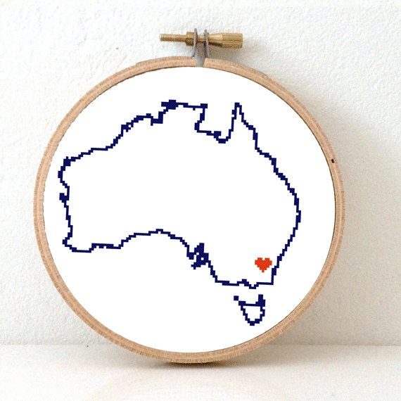 Australia Map Cross Stitch Pattern. Australia embroidery pattern ...