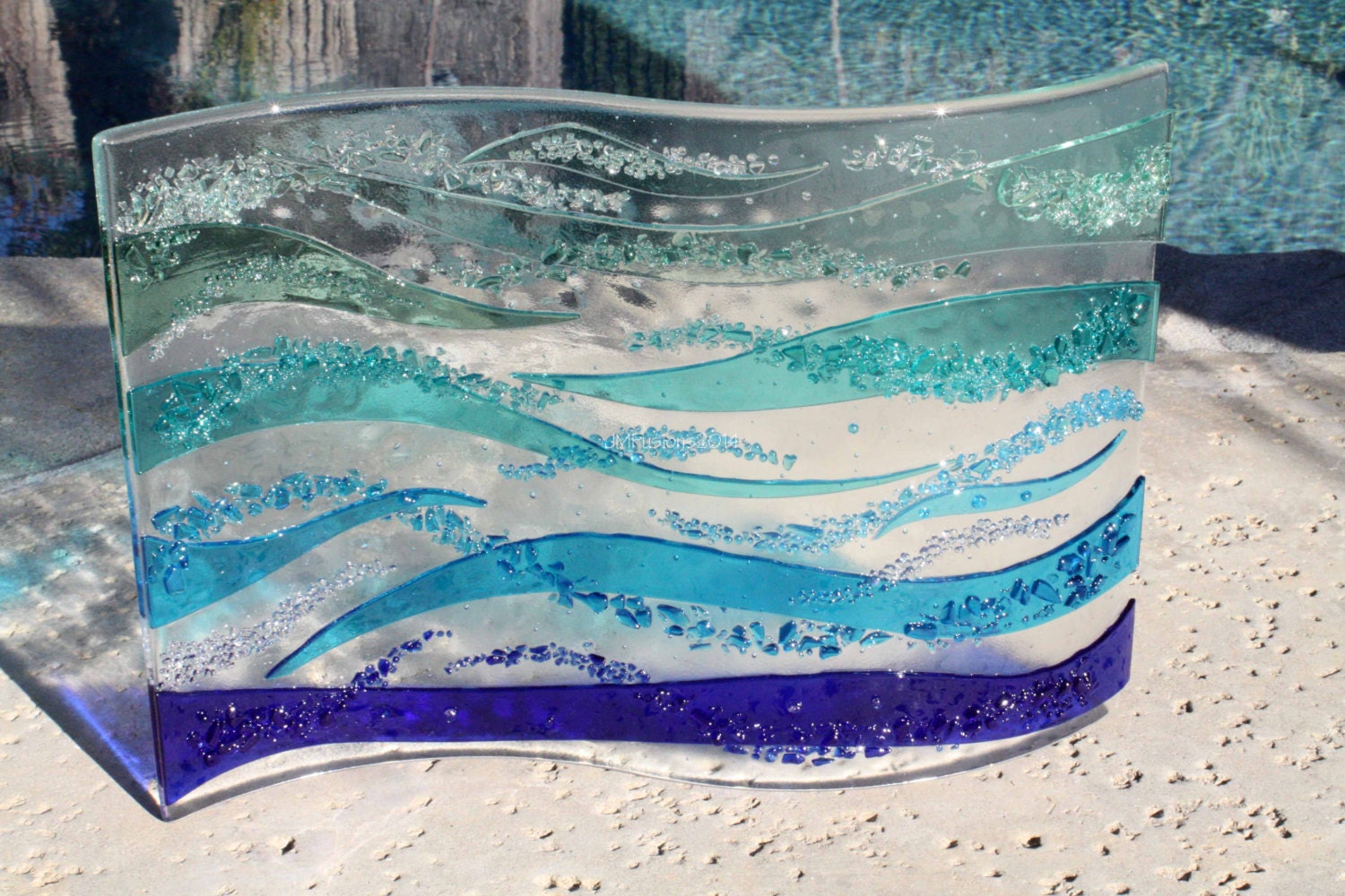 Fused Glass Art Rolling Waves Made To Order