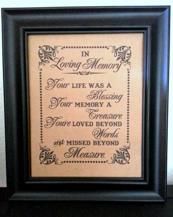 8 x 10 PRINT Loved Ones/ Remembrance / In Loving Memory