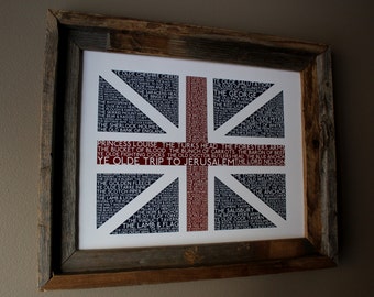 British Pubs Union Jack Flag Print - Unframed