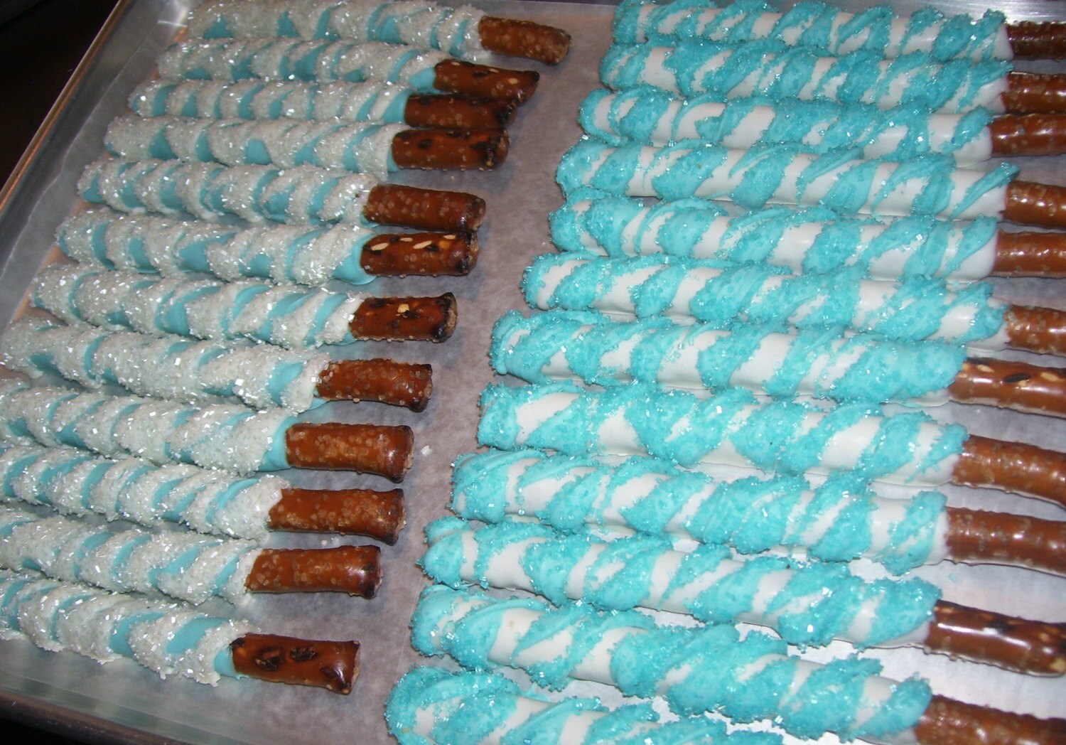 Pretzel Rods Chocolate Covered Pretty in Blue and White