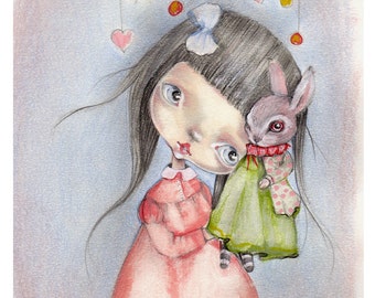 Original painting mixed media on paper..Look at me".OOAK