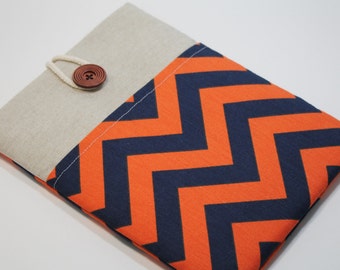 Ipad Pro Sleeve Chevron Blue Ipad Air 2 Case Ipad Air Cover foam Padded Handmade Ipad Air 2 Cover with Pocket- Chevron Blue Orange