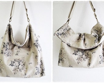 2 way linen hobo bag shoulder bag messenger bag crossbody bag sling bag
