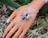 Spider Hand Chain, Halloween  Infinity Ring, Hand Harness, Slave Bracelet, Body Jewelry, Body Chain, Hand Jewelry