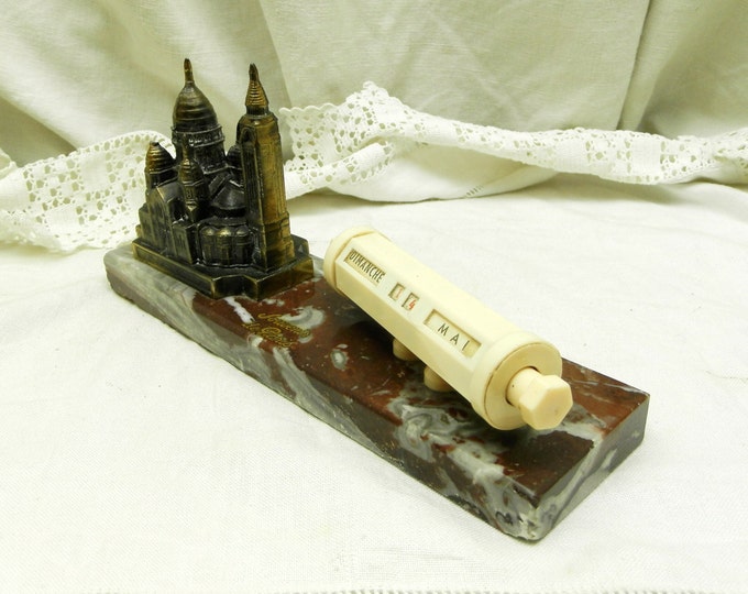 Vintage French Souvenir de Paris Perpetual Calendar with Statue of the Sacre Coeur / French Midcentury Decor/ Parisian Decor/ Souvenir/ Home Vintage French Souvenir de Paris Perpetual Calendar with Statue of the Sacre Coeur / French Midcentury Decor/ Parisian Decor/ Souvenir/ Home