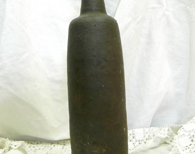 Antique French Stoneware Ceramic Rustic Primitive Cider Bottle, Pottery Vase from Normandy France, Calvados Container, Brocante Decor Antique French Stoneware Ceramic Rustic Primitive Cider Bottle, Pottery Vase from Normandy France, Calvados Container, Brocante Decor