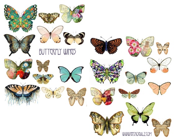 Butterfly Wings Digital Collage Set