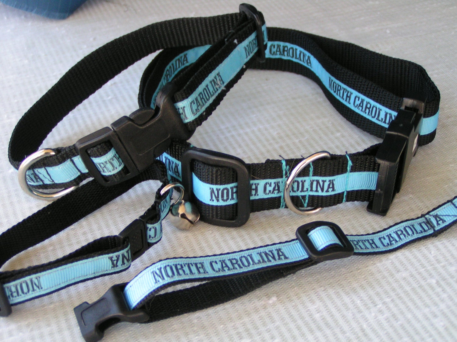 Designer North Carolina Dog Pet Collars Blue grosgrain