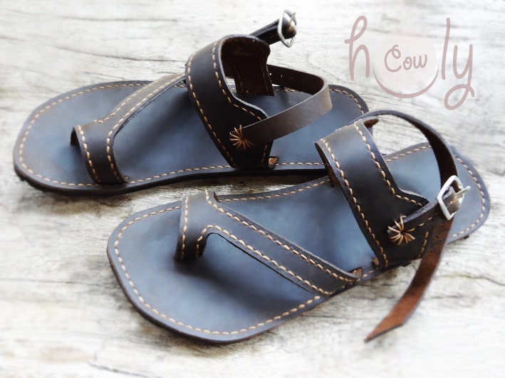 Hand Stictched Brown Leather Sandals Leather Sandals. Mens